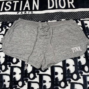 PINK Victoria's Secret Heather Gray Lace-Up Shorts